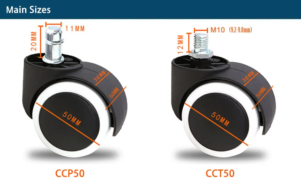 5 шт. 50 Универсальный бесшумный стул колесо " легкая замена офисная Поворотная Тележка резиновые ролики нейлоновые пластиковые мебельные кресла ролик