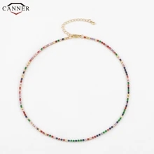 Богемное цветное ожерелье-чокер с хрустальными бусинами, женское ожерелье с кубическим цирконием, золотое ожерелье с цепочкой, богемное ювелирное изделие, колье H40