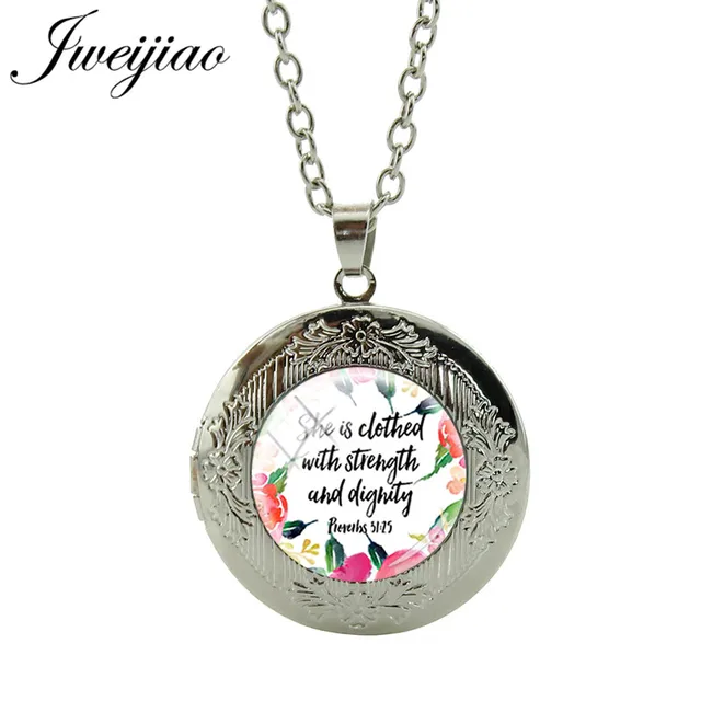 Bible Verse Quote Locket Necklace 