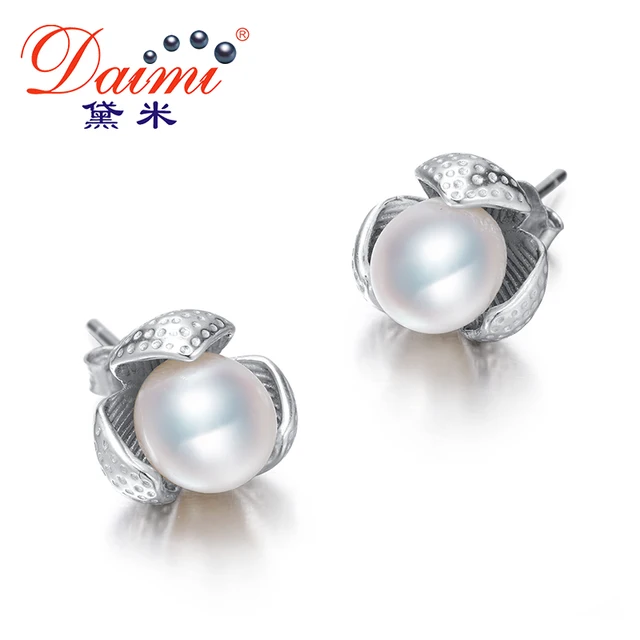 Daimi Lotus Pearl Stud Earrings About 7mm White Water Drop Daimi Lotus Pearl Stud Earrings About 7mm White Water Drop 925 Sterling Silver