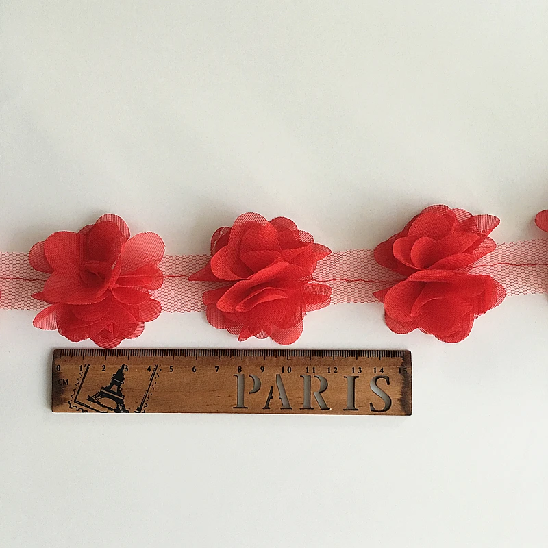 3D Chiffon Flowers DIY lace trim lace ribbon decoration clothes accessories 24 flowers(about 2 yards) 33 colors 6cm Width lace ribbon,lace garment accessories,lace decoration,lace accessories,lace sewing accessories,clothing accessories