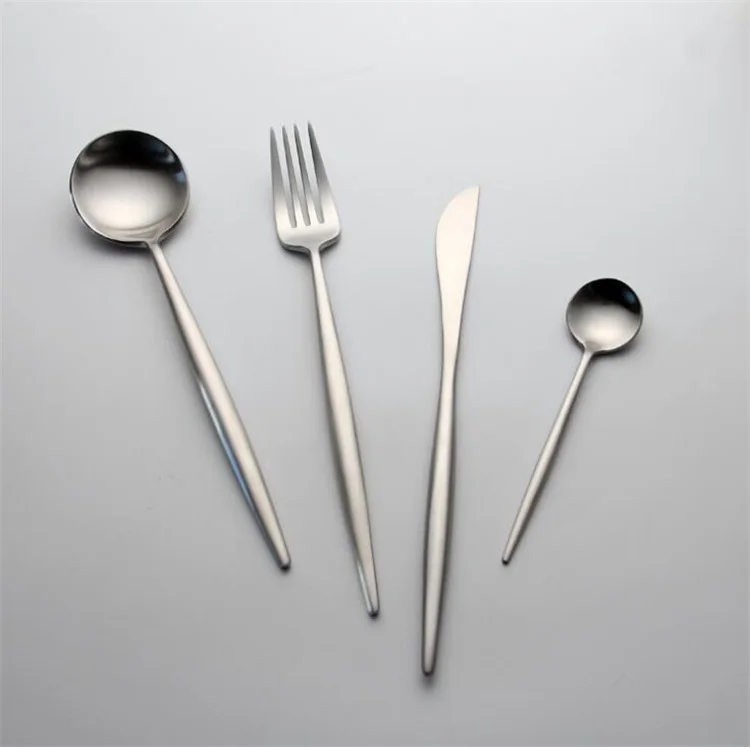 

Silver Color Portugal Dinnerware Set 304 Stainless Steel Western Cutlery Set Kitchen Food Tableware Dinner Set