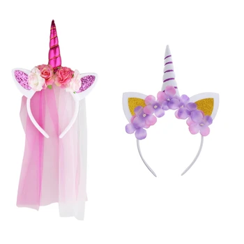 

2Pairs Sweet Magical Unicorn Horn Headband Girls Party Fancy Dress Costume
