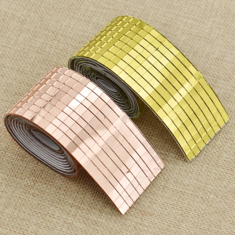 

Roll Self-Adhesive Real Glass Craft Mini Square Mirrors Mosaic Tiles For DIY Home Decoration Crafts