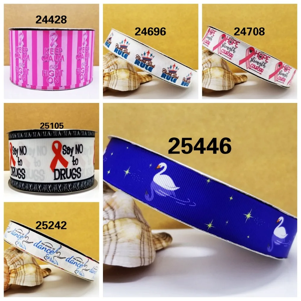 

Free shipping 50 yard cartoon printed grosgrain ribbon 25446