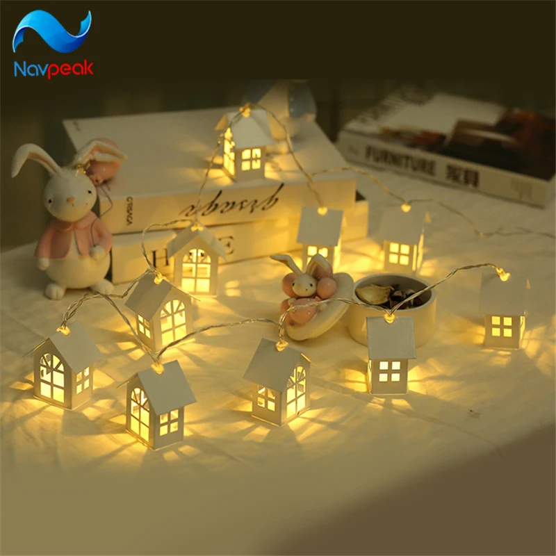 

50PCS LED Shine House for Christmas Tree Decorations 2M Fairy Light String Wedding Cabins Christmas Pendant Drop Ornaments Decor