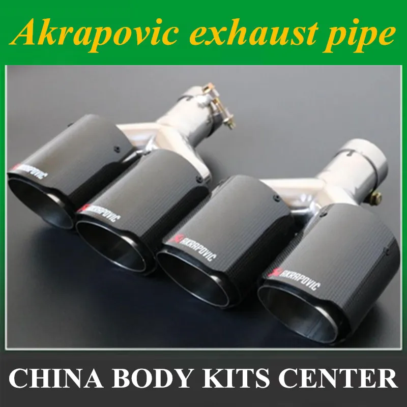 

A Pair Dual Stainless Akrapovic exhaust tip Carbon Fiber tailpipe Inlet 2.5"Outlet 3.5" car-styling exhaust muffler tip