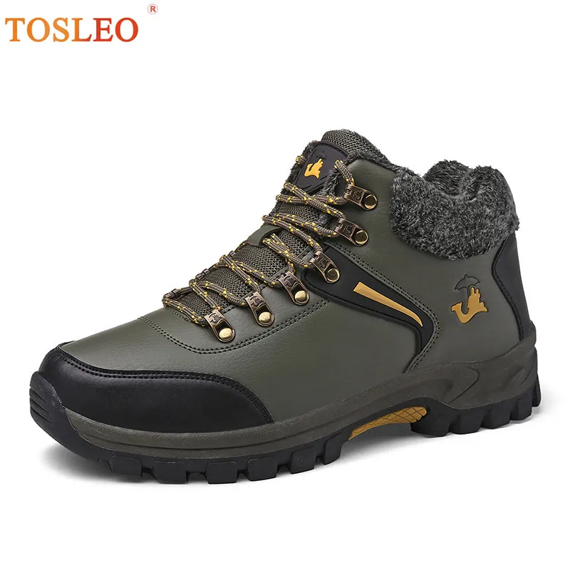 

39-48 Winter Shoes Men Plush Warm Winter Boots Big Size 2018 New Men Boots Black Green