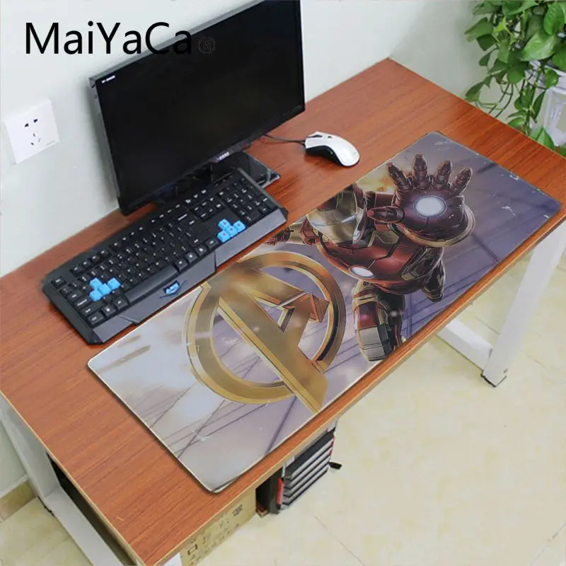 Maiyaca железные человеческие Мстители hero анти-скольжение прочный резиновая клавиатура Аниме Коврик для мыши 700x300 мм геймер большой Офисный Компьютерный стол коврик - Цвет: Lock Edge 30x60cm