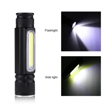 

Portable Mini Waterproof Flashlight Zoom T6 + COB LED USB Charging Small USB 4 Modes Flashlight Pocket Projector Battery In