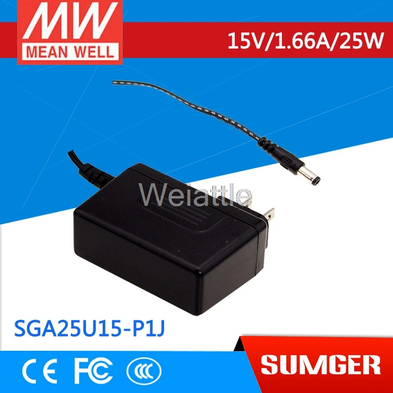 MEAN WELL Оригинал SGA25U15-P1J 15V 1.66A meanwell SGA25U 25W AC-DC Высокая надежность тонкий настенный