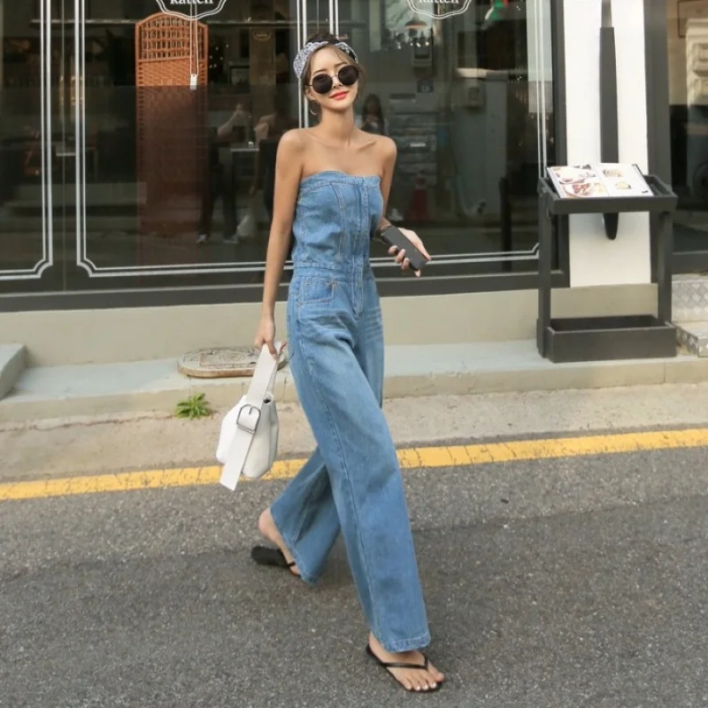 womens denim one piece jumpsuit