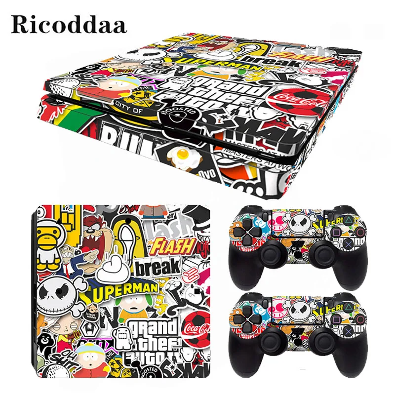 

Hot Bomb Bombing Vinyl Skin for PS4 Slim+Controller Protective Decals For Sony Playstation 4 Slim For Dualshock 4 Accessory