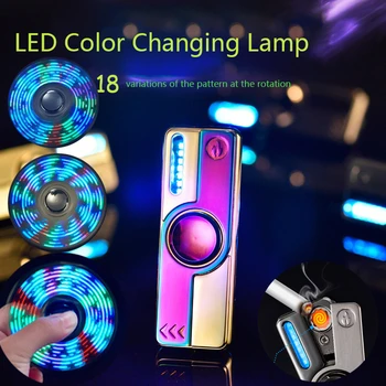 

LED Hand Spinner Electric Lighter Plasma Flameless Electronic Cigarette Lighter USB Windproof Rechargeable Lighter Pulsed Gift