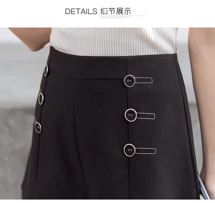 Summer Women Shorts Sweet Button High Waist A Word Wide Leg Shorts Female Casual Ladies High Waist Shorts Korte Broek Vrouwen fashion clothing