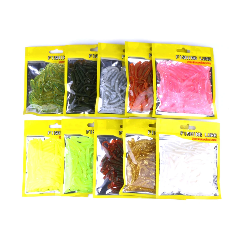 

Spiral T Fish Bait Artificial Soft Lure Striped Fishing Worm Spinning Softbaits Tackles Tools River