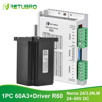 

Stepper Motor and Driver Set 60A3+R60 DC supply 24-50V 3NM Nema 24 Stepping Motor cnc kit
