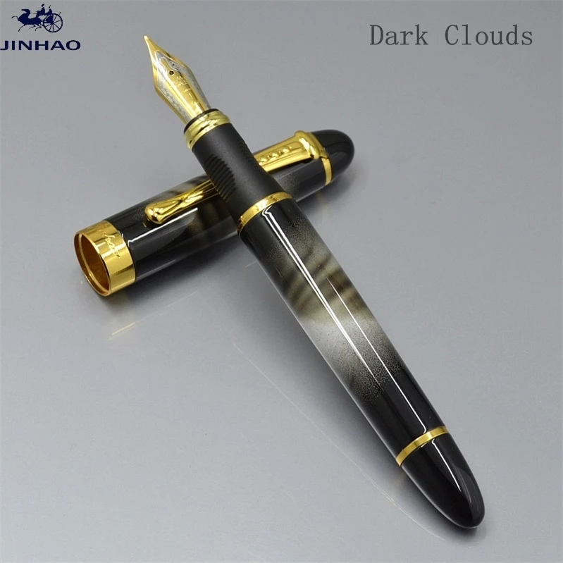 JINHAO X450 класса люкс 0,5 или 1,0 мм наконечник Металл Китайская каллиграфия перьевая ручка, канцелярские принадлежности для офиса, школьные принадлежности, бренд ручек молочного цвета