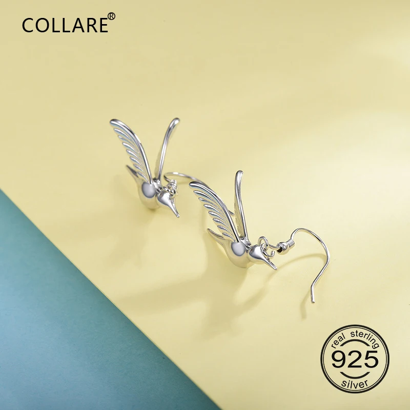 Brincos para Mulheres Presente da Dama de Honra Collare Prata Esterlina Pássaro – Beija-flor Gota Meninas Dainty Presente Balançar Brincos E610 100% 925