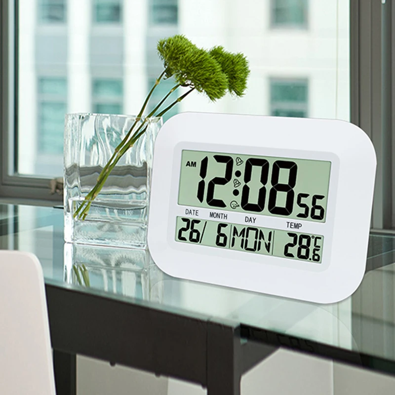 

Digital Alarm Clock Large LCD Display Snooze Countdown Backlight Electronic Desk Time Thermometer Table Watch Clock