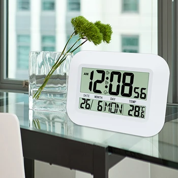 

Digital Alarm Clock Large LCD Display Snooze Countdown Backlight Electronic Desk Time Thermometer Table Watch Clock