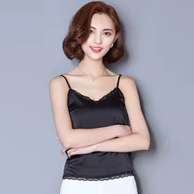 Фотография Crop Tops Women 2018 Red Cropped Summer Lace Crop Top Sexy Halter Silk Blusa Tank Tops Black White Camis Shirt Vetement Femme
