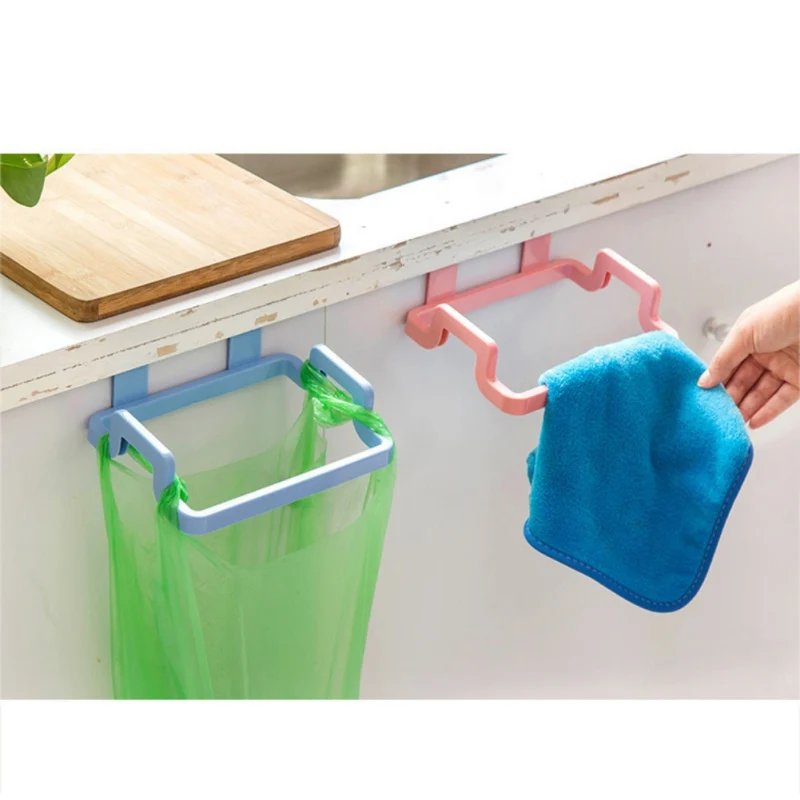 

4 Colors Eco-feiendly Kitchen Door Back Hanging Style Cabinet Stand Trash Garbage Bags Support Holder