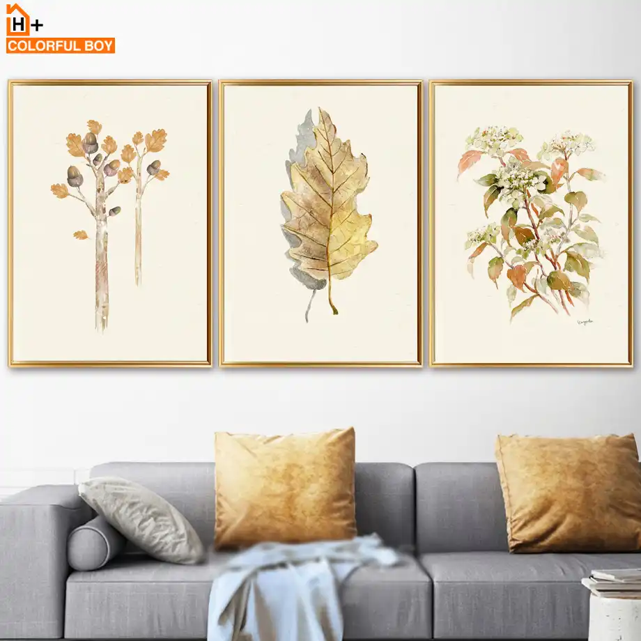 Otono Amarillo Flor Arbol Hojas Arte De Pared Decoracion Pintura