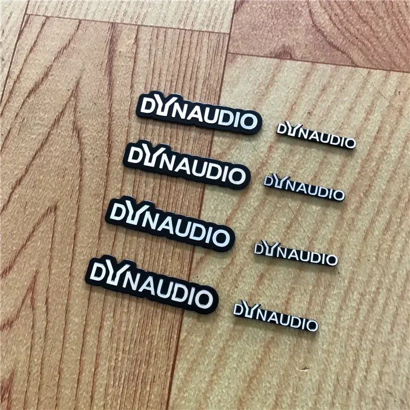 20X DYNAUDIO динамик алюминиевый 3D стикер Труба Рог Звук буквы наклейки для автомобиля