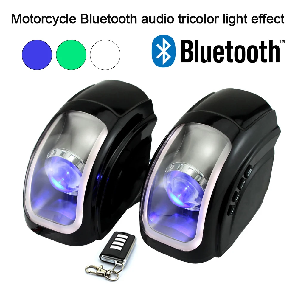 

2 pcs 20W Motorcycle Bluetooth Speakers 3 colors light Waterproof MP3 Music Player Motorbike Wireless Audio FM Remote Controller