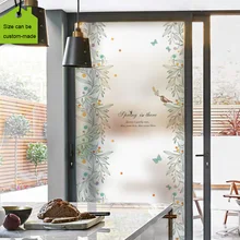 Деревенский стиль Индивидуальный размер витражная оконная пленка раздвижная дверь статический цепляющийся цветок для домашнего декора птиц
