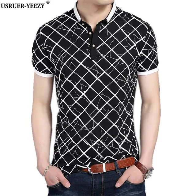 New Summer Hipster Men Plaid Polo Shirt Gent Classic Short Shirt Mens