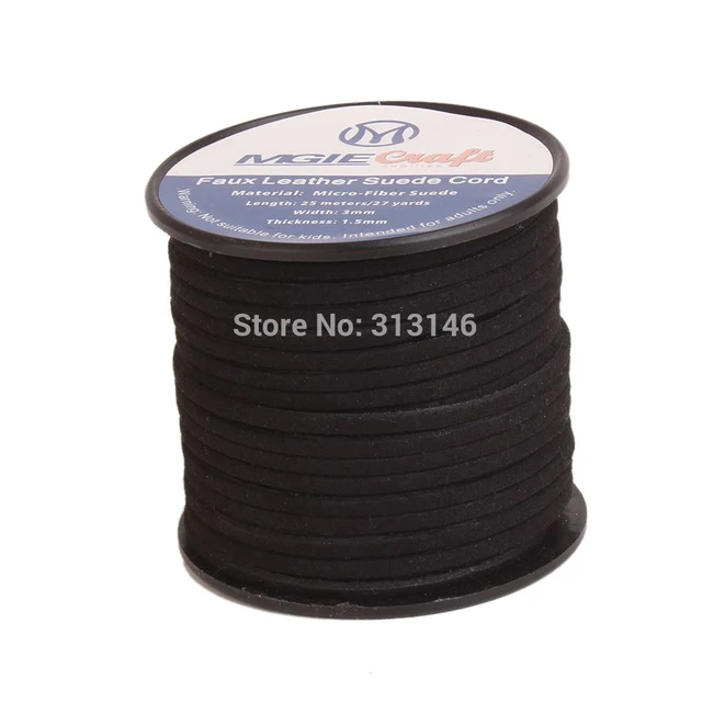 Waxed cord for jewelry making, full spool, black, thickness 1.5mm, 90m