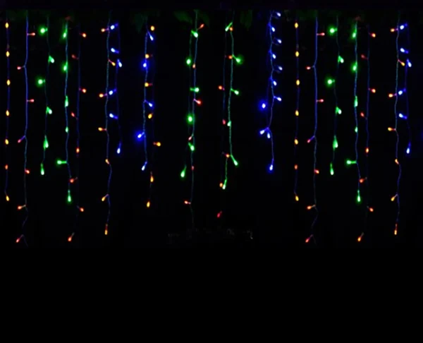 Jiawen, 2 шт./лот, 220 В, разноцветный, 100 светодиодный, S, 3 м, светодиодный, для занавесок, Рождественское украшение, сосулька, огни - Испускаемый цвет: RGB