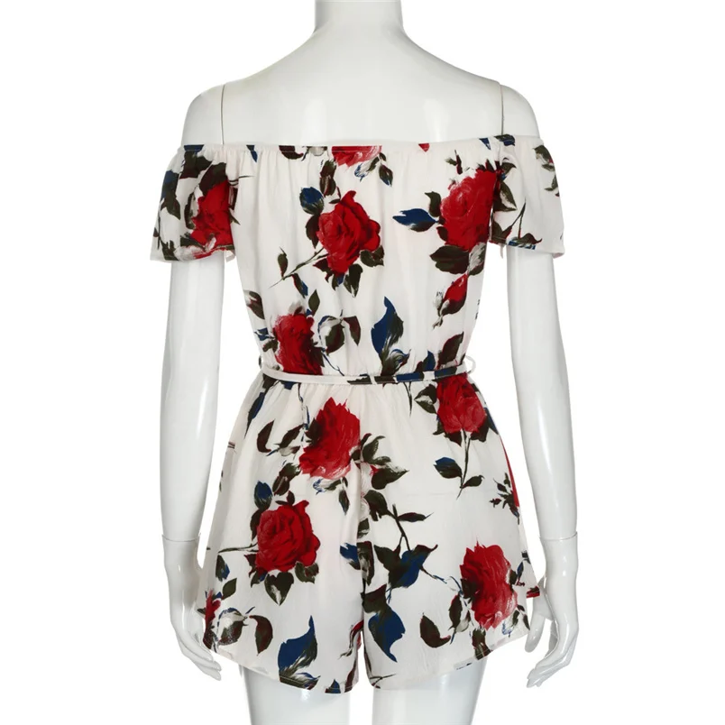 Fashion Women Summer Playsuit Elegant Chiffon Mini Floral Prints Jumpsuit Clubwear Bodycon Prints Jumpsuit Bodysuits #L05 (7)