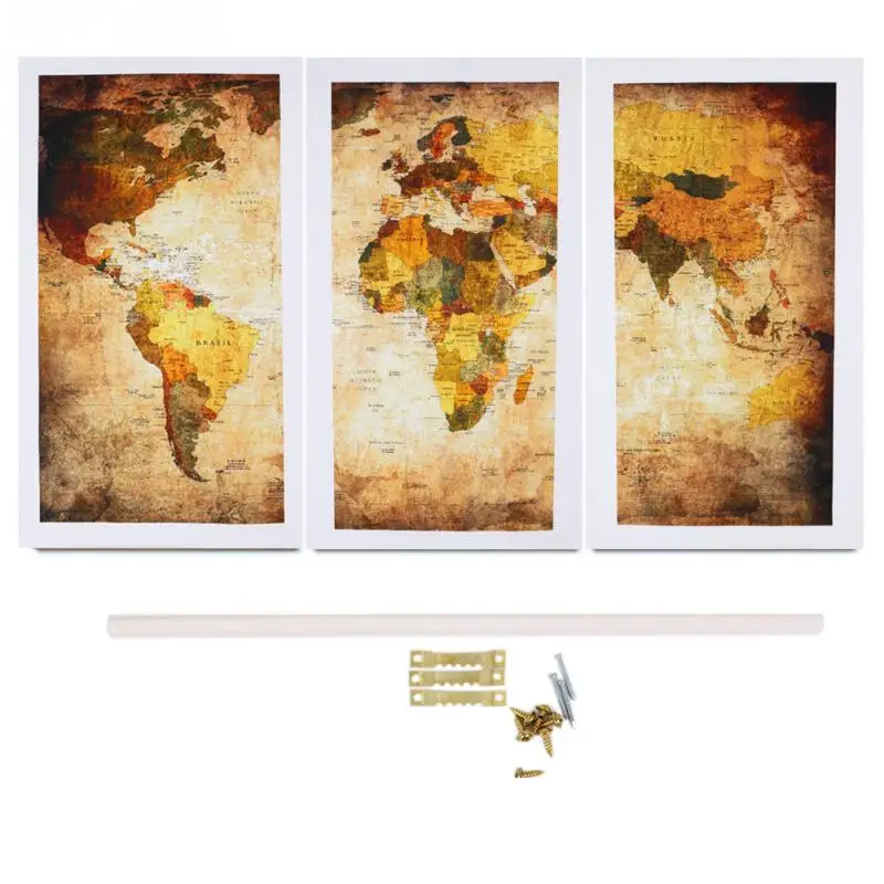 

Fashion Environmental Professional Decorative Painting Canvas Triple World Map