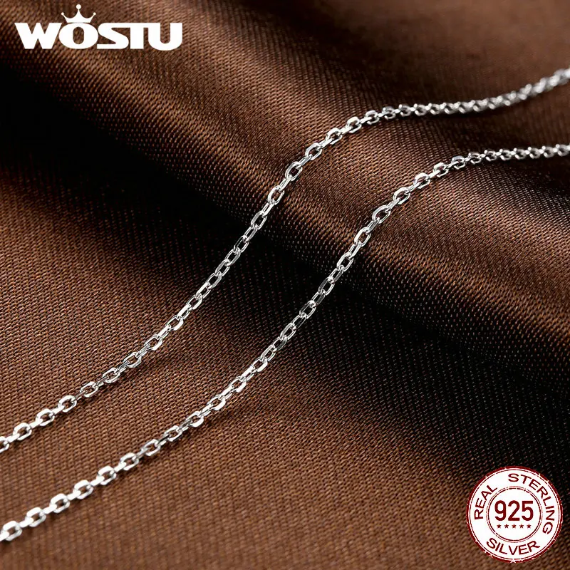 WOSTU 45 см Настоящее 925 пробы Серебряная Длинная цепочка ожерелья Fit бусины Шарм Подвески для женщин Роскошные S925 ювелирные изделия подарок DXA009