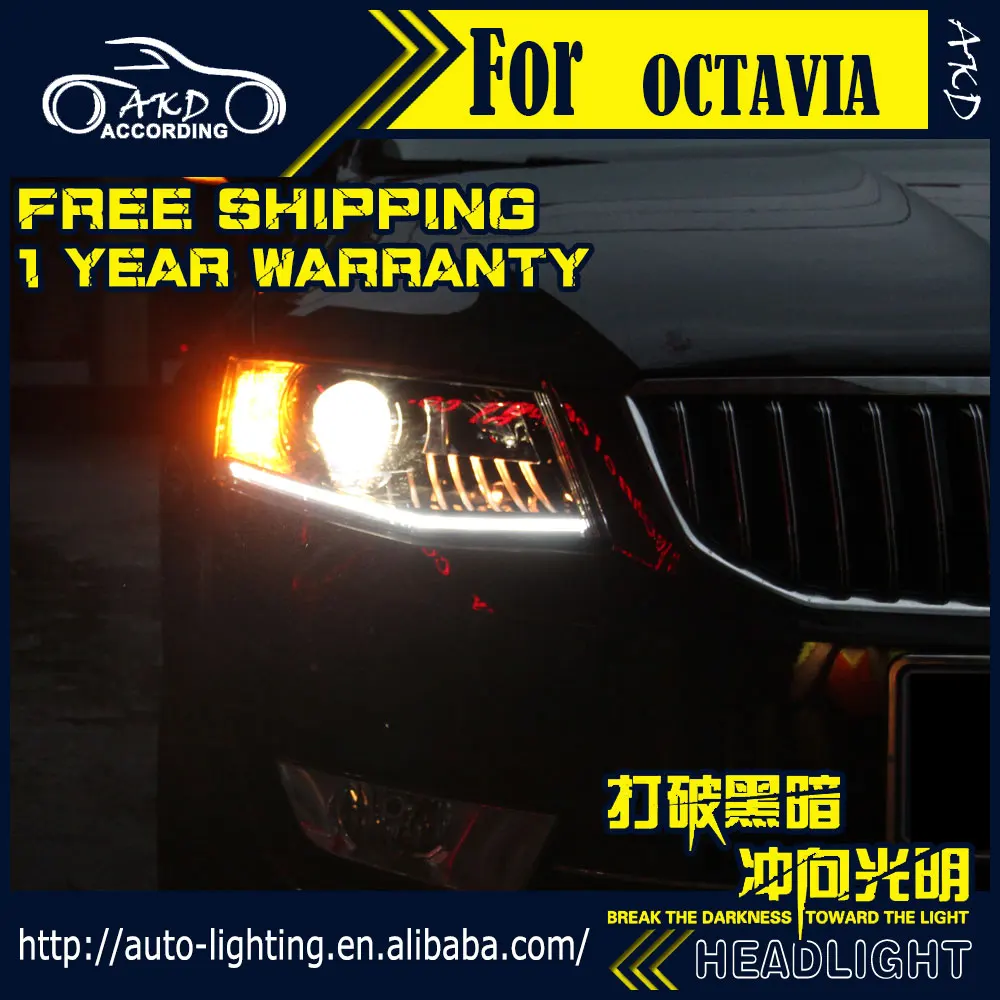 Автомобильная фара AKD для Skoda Octavia 2015 2017 Новая Ксеноновая DRL H7 D2H Hid опция Angel Eye Bi