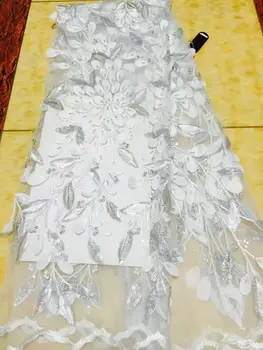 

Y03The latest hand-embroidered 3d applique 3d applique lace lace African 3d fabric with sequined French chiffon lace