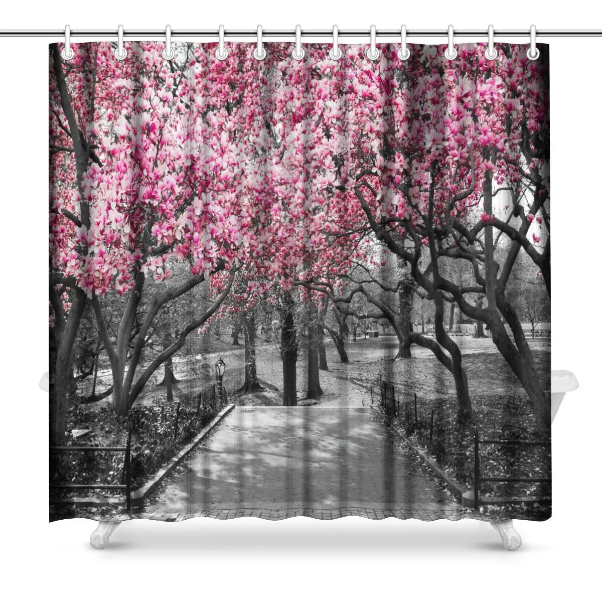 new york city bath accessories aplysia pink blossoms in central park black and white landscape new york city bathroom accessories shower curtain with hooksin curtains from home new york city bath accessories aplysia pink blossoms in central park black and white landscape new york city bathroom accessories shower curtain with hooksin curtains from home