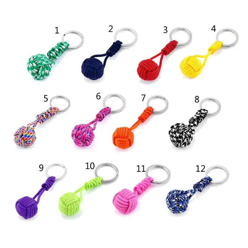 

New Woven Paracord Lanyard Keychain Ball Rope Wrist Strap Holders Outdoor Survival Cord Ball Pendant Keyring key chain