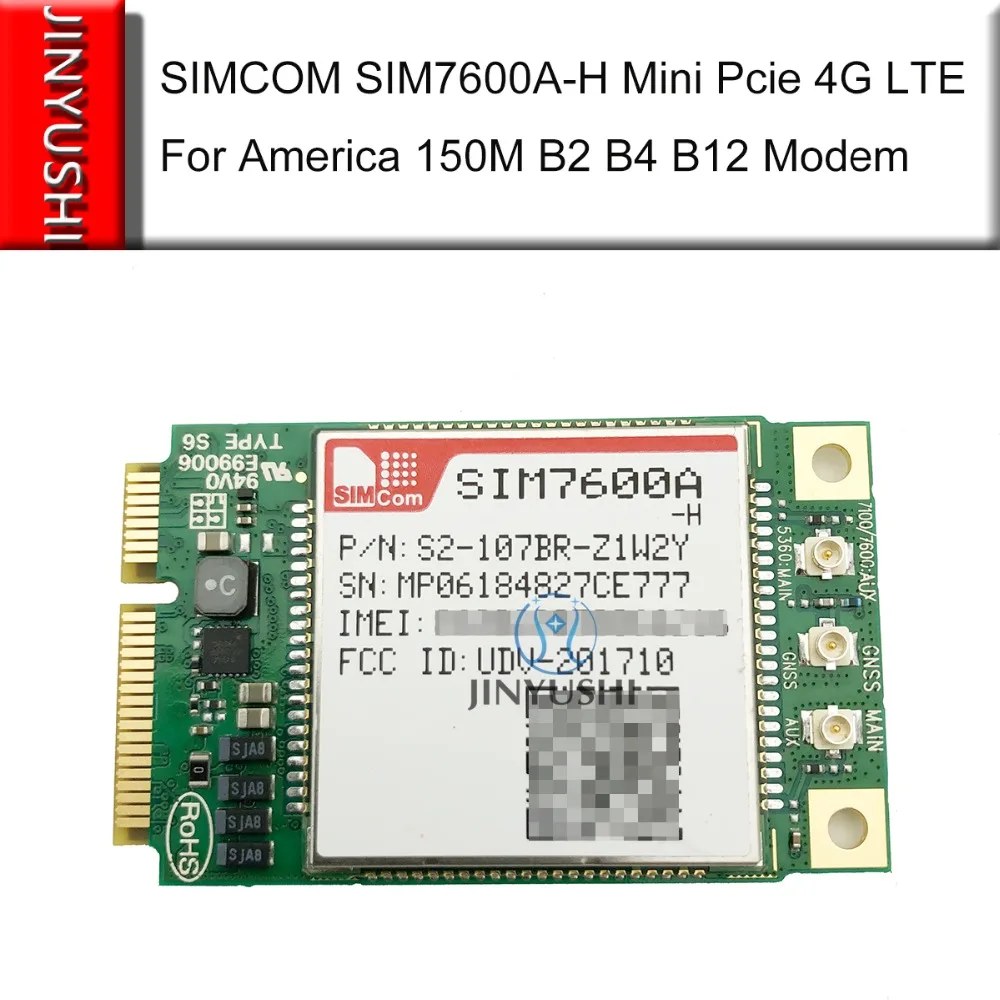 SIMCOM SIM7600A-H+ 4G антенна мини Pcie SIM7600A SIM7600 CAT4 B2/B4/B12 150 M 4G модуль с разноцветными шнурками Band для Америки