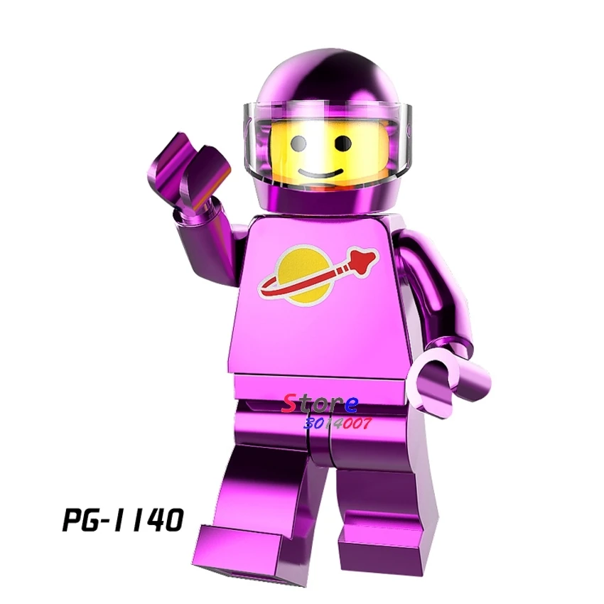 

1PCS model building blocks action figures starwars superheroes Rose Space Man Chrome Astronaut baby diy toys for children gift