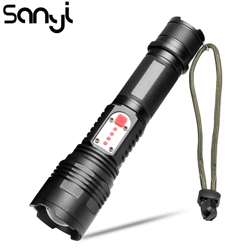 

Powerful T6 LED Tactical Flashlight Lanterna 3800 lumen Zoomable Waterproof Torch Light 3 Modes 18650 Battery USB Charging Lamp