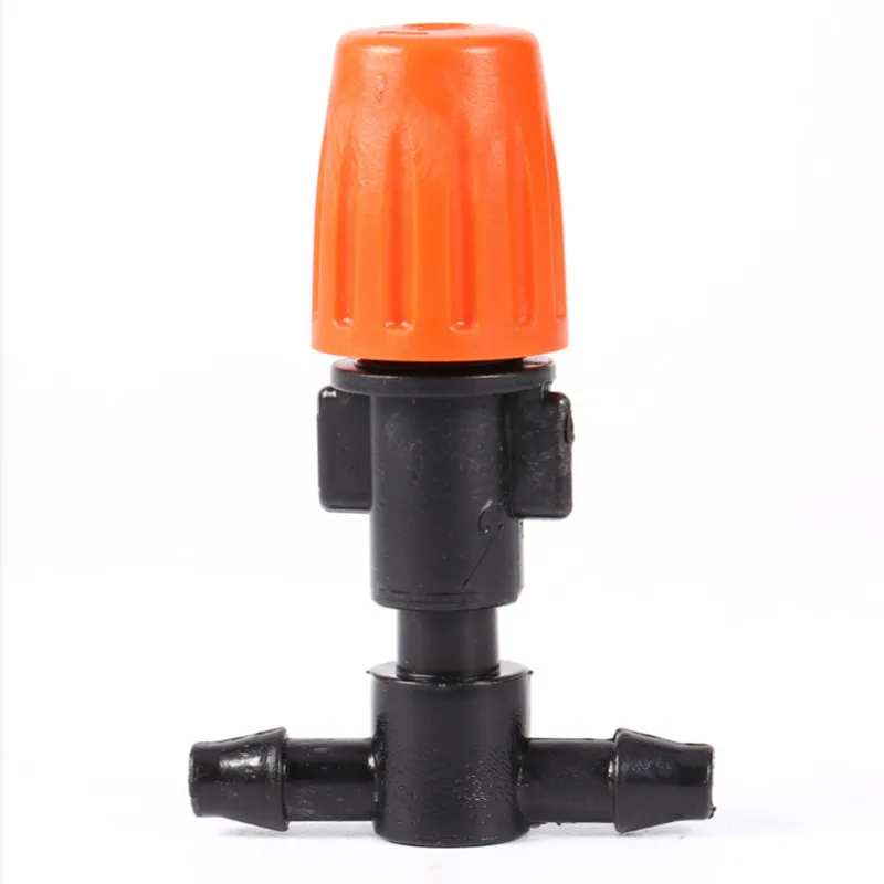 

50pcs/pack Adjustable Spray Nozzle With 1/4" Barbed Tee Horticultural Irrigation Microspray Equipment Automatic Watering M996