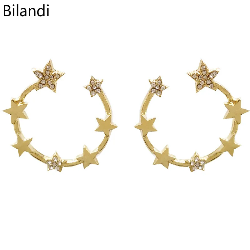 

Wholesale New Design Circle Multi Stars With Diamonds Stud Earrings For Woman