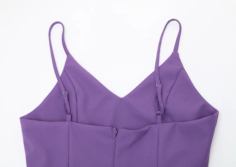 Фиолетовое сексуальное летнее платье на бретелях для женщин летнее платье с v-образным вырезом и высокой талией Splt платья в обтяжку без рукавов длиной до колена Vestidos для женщин