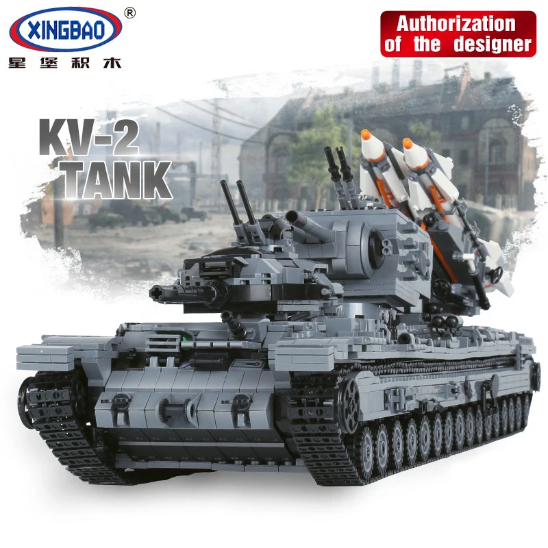 

XingBao 06006 3663Pcs Creative MOC Military Series The KV-2 Tank Set Building Blocks Bricks Toys Model Compatible LegoINGlys