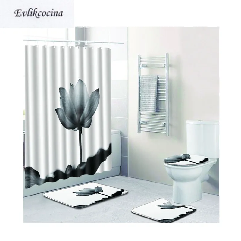 Бесплатная доставка 4 шт. серый Лотос Banyo Paspas Ванная комната ковер Туалетная коврики для ванной набор Нескользящие Pad Tapis Salle De Bain alfombra Bano