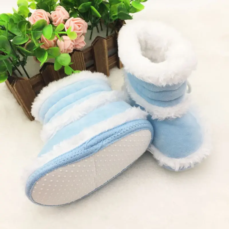 Зимние Детские Девочки младенческие сапоги для снега Твердые шнуровке обувь Prewalker противоскользящие Сапоги 0-18 месяцев